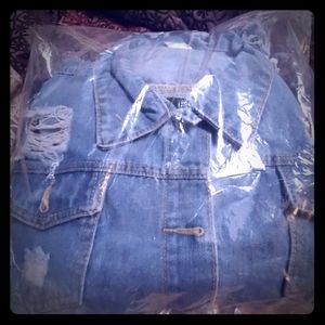 Brand new Long jean dress with holes in the back